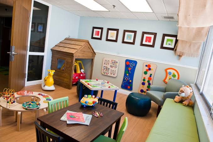 Child in clinic waiting area